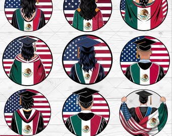 10 Mexican American Graduates PNG Bundle, Mexican American Flag Shirt PNG, Graduation Images Png, Sublimation Designs, Digital Download, DTF