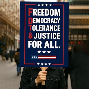 Justice For All Resist Fascism Protest Sign PRINTABLE, Anti-Trump Poster For March, No King Political Activist Rally Sign, Digital Download