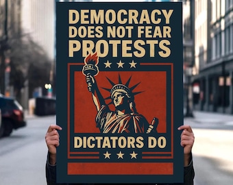 No Kings Protest Sign PRINTABLE, Pro Democracy, Anti-Trump, Resist Fascism Poster For March, Digital Download, Political Activist Rally Sign