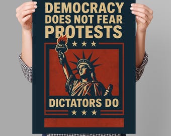 No Kings Protest Sign PRINTABLE, Pro Democracy, Anti-Trump, Resist Fascism Poster For March, Digital Download, Political Activist Rally Sign