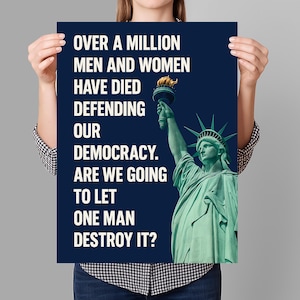 Speichern Sie die Democracy-Protestzeichen DRUCKBAR, Freiheitsstatue Anti-Trumpf-Plakat für März, digitaler Download, Kundgebung der politischen Aktivisten