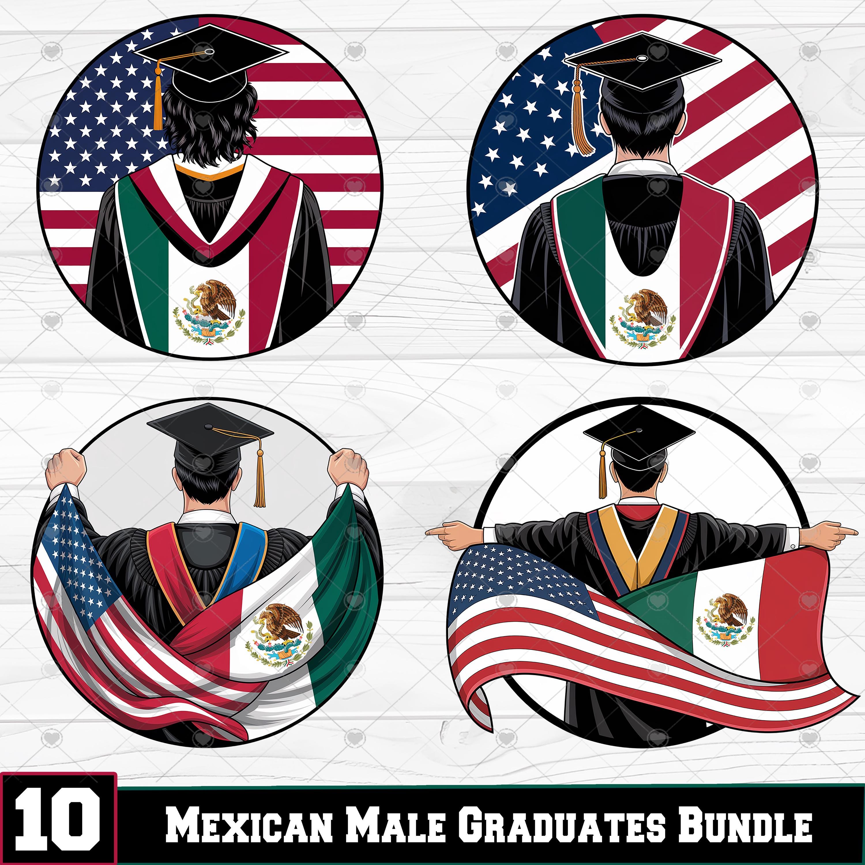 10 Mexican American Boy Graduates PNG Bundle, Mexican American Flag Shirt PNG, Graduation Male, Sublimation Designs, Digital Download, DTF
