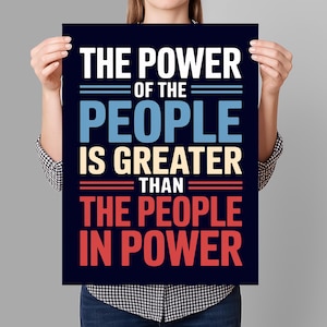 Cartel de protesta "Poder del Pueblo" (imprimible), cartel de protesta anti-Trump para marzo, descarga digital, cartel de manifestación de activistas políticos.