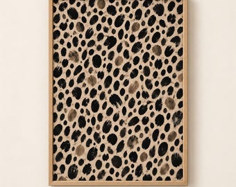 Abstract Spots Print | Beige Black Leopard Spot Wall Art | Moody Neutral Brushstroke Decor | Minimalist Digital Download | #MJ1641