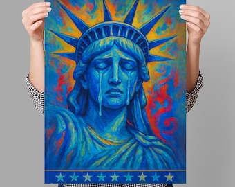 Weinende Freiheitsstatue Protestschild DRUCKBARE, Anti-Trumpf-Protestplakat-Zeichen für März, digitaler Download, Kundgebungszeichen des politischen Aktivisten