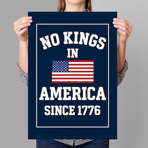 No Kings in America Resist Protest Sign PRINTABLE, Anti-Trump Protest Poster Sign For March, Digital Download, Political Activist Rally Sign