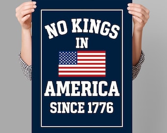Keine Könige in Amerika widerstehen Protestschild DRUCKBAR, Anti-Trumpf-Protestplakat für März, digitaler Download, Kundgebung für politischen Aktivisten