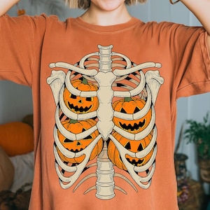 Ribcage Pumpkins PNG, Retro Halloween Shirt Png, Halloween Skeleton Png, Spooky Season Png, Spooky Sublimation Design, Digital Download, DTF
