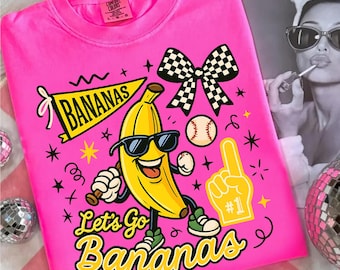 Mascot PNG, BANANAS Doodle Shirt Design - Yellow, Mascot School, Collage, Sports Season PNG, Game Day Sublimation, Digital Download