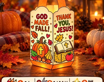 Christian Fall Paper Lantern Craft for Kids, Bible Activity, Fall Coloring Page, Kids Church Activity, Sunday School, Printable PDF