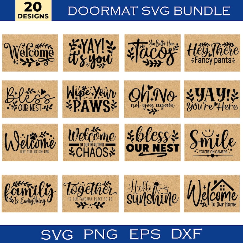 20 Doormat SVG Bundle, Welcome Mat Cut Files, Funny Door Mat Quotes ...