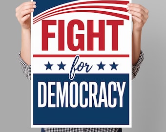 Fight for Democracy Resist Protest Sign PRINTABLE, Anti-Trump Protest Poster Sign For March, Digital Download, Political Activist Rally Sign