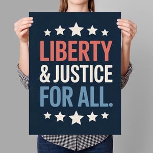 Liberty & Justice For All Resist Fascism Protest Sign PRINTABLE, Anti-Trump Poster For March, Political Activist Rally Sign Digital Download