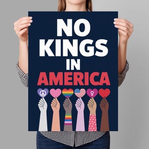 Keine Könige in Amerika seit 1776 Protestschild DRUCKBAR, Anti-Trumpf-Protestplakat für März, digitaler Download, Kundgebungsschild für politischen Aktivisten