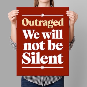 Outraged  Resist Protest Sign PRINTABLE, Anti-Trump Protest Poster Sign For March, Digital Download, Political Activist Rally Sign