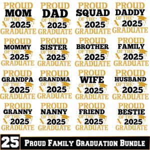 Proud Family of 2025 Graduate SVG Bundle, Proud Graduate Family Shirt PNG, Class of 2025 SVG, Senior 2025 Graduation Png, Digital Download