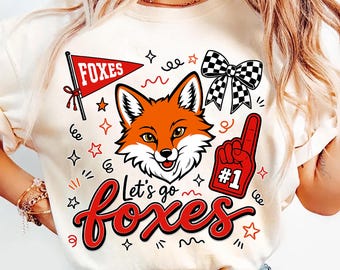 Mascot PNG, Foxes Doodle Shirt Design - Red, Mascot School, College, Football Season PNG, Game Day Sublimation, Digital Download
