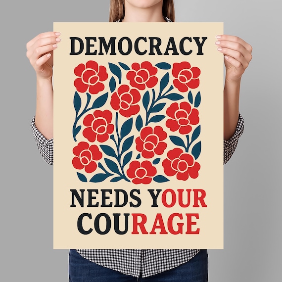 No Kings Protest Sign PRINTABLE, Pro Democracy, Anti-Trump, Resist Fascism Poster For March, Digital Download, Political Activist Rally Sign