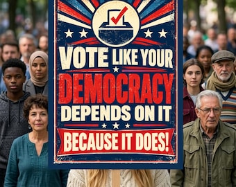 No Kings Vote Early Protest Sign PRINTABLE, Vote Democracy, Anti Trump Poster For March, Digital Download, Political Activist Rally Sign
