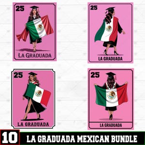 Loteria Graduation PNG Bundle, La Graduada Mexican Graduate Clipart, Latina Graduation Digital Download, Sublimation Design, Lotera Card Art