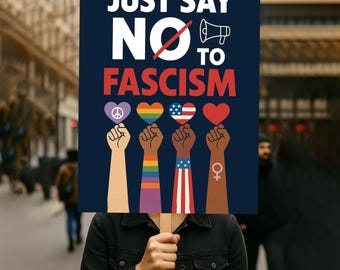 Dites non au fascisme, résistez à l'affiche imprimable, anti-Trump, antifascisme pour mars, téléchargement numérique, panneau de rassemblement d'activistes politiques