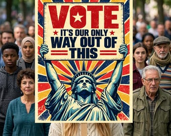 No Kings Vote Early Protest Sign PRINTABLE, Vote Democracy, Anti Trump Poster For March, Digital Download, Political Activist Rally Sign