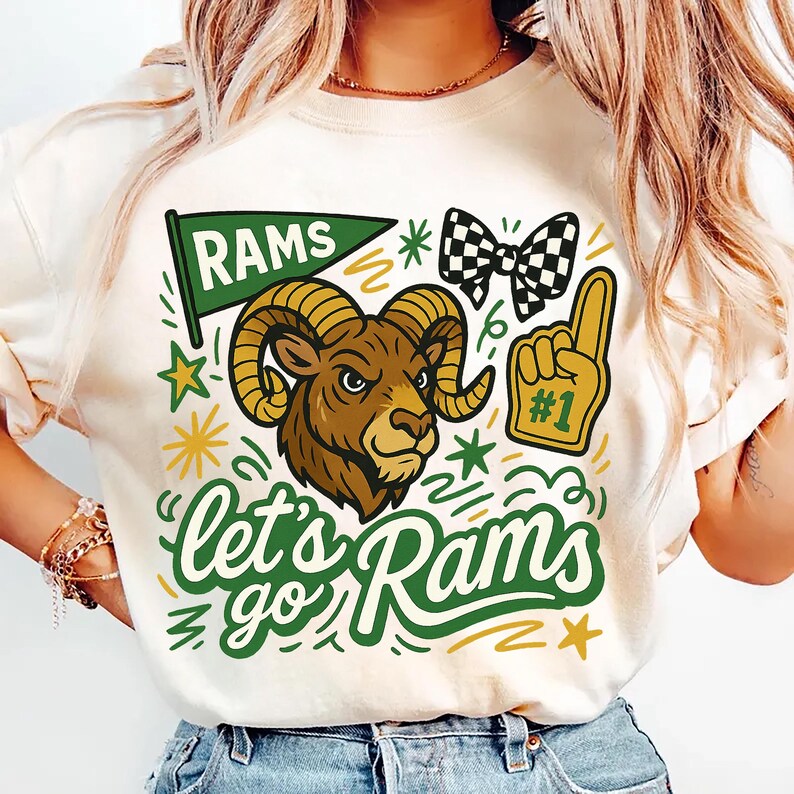 Mascot PNG, Rams Doodle Shirt Design - Green/gold, Mascot School ...