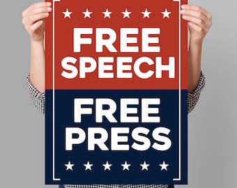 No Kings Protest Sign PRINTABLE, Free Speech Free Press, Anti-Trump, Resist Fascism Poster For March, Digital Download, Political Rally Sign