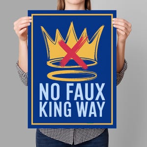 Kein falsches König-Weg-Protestschild BEDRUCKBAR, Anti-Trumpf kein König-Protestplakat-Zeichen für März, digitaler Download, politisches Aktivist-Kundgebungszeichen