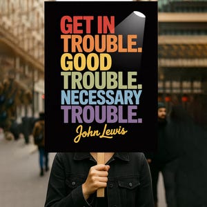 Get In Good Trouble Protest Sign PRINTABLE, John Lewis, Resist Fascism, Anti-Trump Poster For March, Digital Download, Political Rally Sign