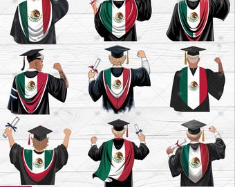 10 MEXICAN Boy Graduates PNG Bundle, Watercolor Mexican Boy Flag Shirt Png, Graduation Images Png, Sublimation Design, Digital Download, DTF