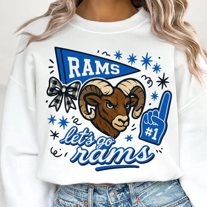 Go Rams Pointing Finger Mascot PNG, Rams Doodle Shirt Design - Blue, Mascot School, College ...