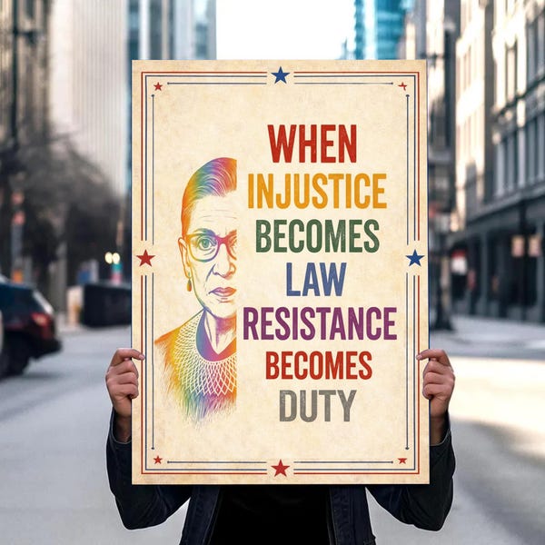 When Injustice Becomes Law Protest Sign PRINTABLE, No Kings, Anti-Trump, Resist Fascism Poster For March, Political Activist Rally Sign
