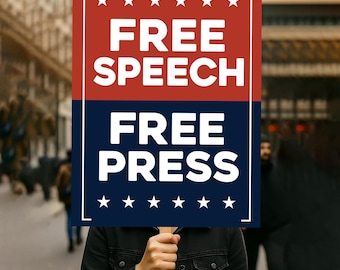 No Kings Protest Sign PRINTABLE, Free Speech Free Press, Anti-Trump, Resist Fascism Poster For March, Digital Download, Political Rally Sign