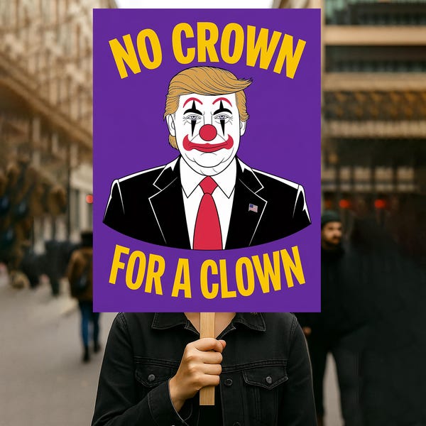 No Crown for a Clown, No Kings Protest Sign PRINTABLE, Anti-Trump Protest Poster For March, Digital Download, Political Activist Rally Sign