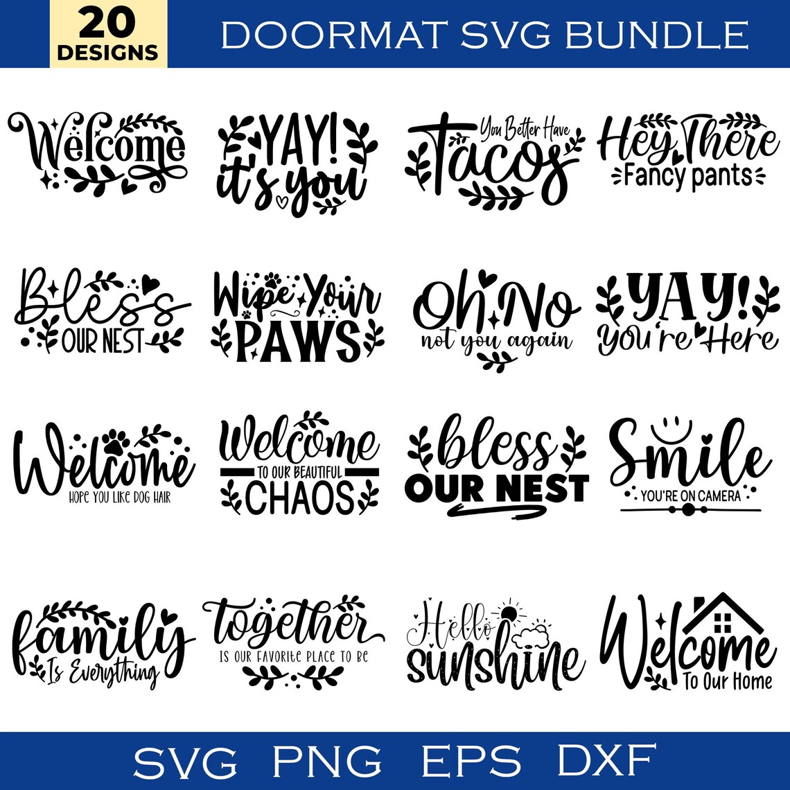 20 Doormat SVG Bundle, Welcome Mat Cut Files, Funny Door Mat Quotes ...