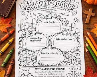Give Thanks to God Coloring Page for Kids, Psalm 118:1 Bible Activity, Thanksgiving Bible Verse, Sunday School, Homeschool Printable