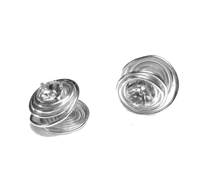 Pair of Nested Wire Keloid Scar Concealment Clipon's Fashionable Finger Pressure Earrings Handmade in USA Silver Tone