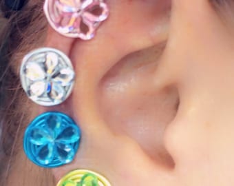 Par de pendientes con clip de flores de 12 mm Presión de compresión Queloide Clip-on hecho a mano en EE. UU. por Earlums