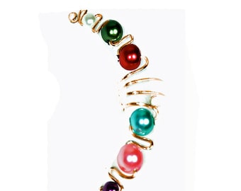 Jasmine  Pierceless Ear Cuff Wrap Handmade in USA with Colored Faux-Pearls