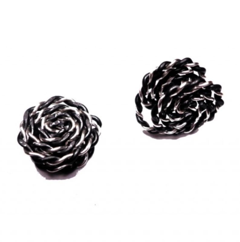 Pair of Clip-On 16-18mm Fashionable Finger Pressure twisted wire wraped earrings for keloids Handmade in USA by Earlums image 2