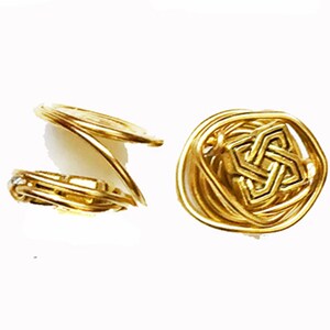 Pressure Earrings for Keloid Pressure Clip Celtic Knot Wire Wrapped Earring Pair Handmade in USA by Earlums Golden Wire