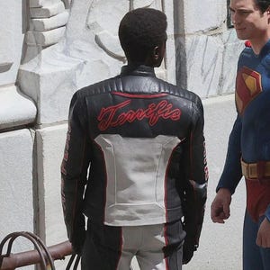 Men’s Fair Play Leather Superhero 2025 Style Bomber Jacket, Legacy-Inspired Cosplay Costume Black White Mr TERRIFIC Jacket Halloween Outfit