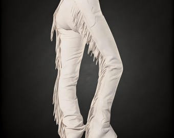 Women’s Western Cowgirl Suede Leather Chap Fringes, Women Riding Leather Fringed Chap, Women Leather Pant - Rodeo Leather Chap, Gift for her