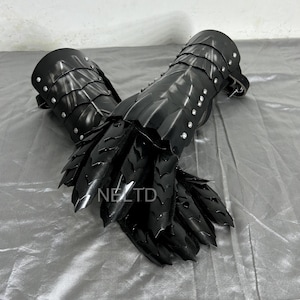 Zwarte Nazgul-heks koningshandschoenen middeleeuws pantserhandschoenen Ring Wraith-kostuum voor cosplay