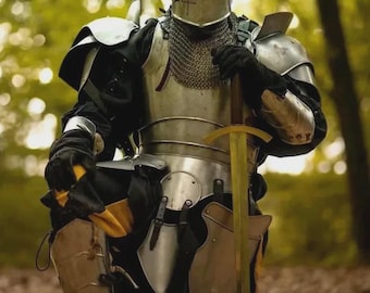 Medieval Barbuta Knight Full Suit of Armor – Crusader Barbuta Armor Costume  – Wearable Steel Costume for LARP, Reenactment & Display