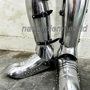 Medieval Steel Greaves And Sabatons | Knight Leg Armor | LARP, SCA, Cosplay & Reenactment Gear