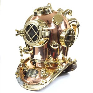 Copper Brass Diving Helmet - 22 Inch Mark V US Navy Heavy Antique Diving Helmet