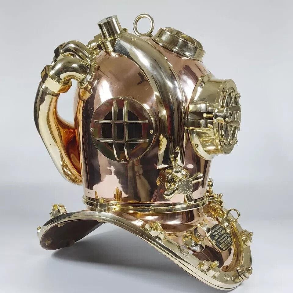 Copper Brass Diving Helmet - 22 Inch Mark V US Navy Heavy Antique ...