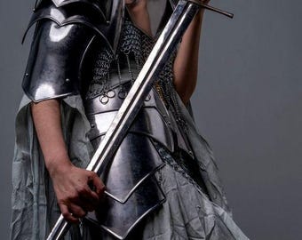 Medieval Fantasy Armor Costume Lady Knight Steel Armor Suit For Cosplay
